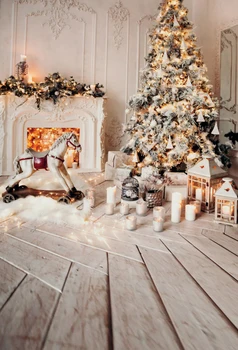 Laeacco Royal Luxusní Výzdobu Vánočního Stromu Pohovka Vintage Elegantní Pokoj Obývací Stěna Dítě Foto Pozadí Fotografické Pozadí Photocall