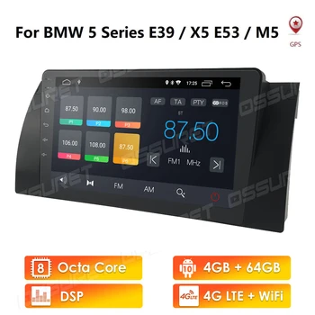 4G Android 10 Auto Rádio Multimediální Video Přehrávač pro BMW 5 E39 E53 X5 1995-2001 2002 2003 2004 2005 2006 GPS Navigace 2 din