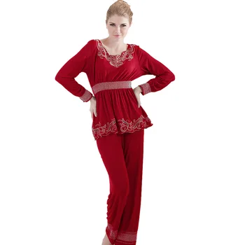Dámské Pyžamo Bavlněné Svetr Pyžamový Set Podzim Zimní Spánek Nosit Bavlněné Domácí Oblečení