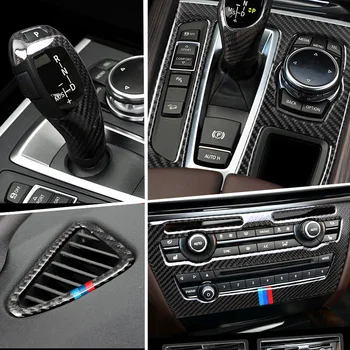 Uhlíkových Vláken Pro BMW X5 F15 X6 F16 Interiéru Vozu Řadicí Klimatizace CD Panel Dveří, Loketní opěrka Kryt Čalounění Samolepky Příslušenství