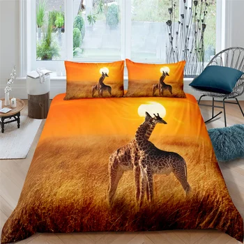 Žirafa Povlečení Sady Královna 3D Roztomilý Tištěný Peřinu Povlečení 2/3ks Domácí Textil Luxusní Vysoce Kvalitní Přehoz