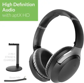 Avantree Aria Podio aptX-HD Bluetooth 5.0 Aktivní Hluk Cancelling Sluchátka, Bezdrátové Přes Ucho Headset s Boom Mikrofon