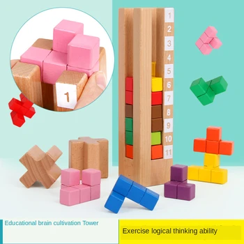 Montessori 74 Způsoby, Jak Hrát Barevné Jenga Stavební Blok Vzdělávací Super Mozek Stohování Hry Dřevěné Hračky