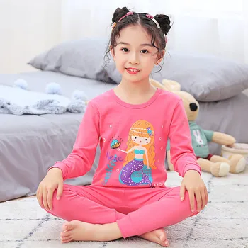 Zimní Dětské Dívky Pyžama Sady Velká Chlapci Dívky Cartoon Oblečení, oblečení na Spaní Děti Dlouhým rukávem T-shirt+kalhoty Pyžama Oblek 3-14T oblečení pro volný čas