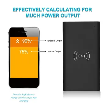 Přenosný Qi-enabled Wireless Power Bank Externí Mobilní Telefon Napájení Bezdrátových Inteligentních Zařízení Záložní Baterie Podporuje