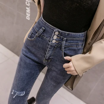 2020 podzimní a zimní nové vysokým pasem džíny ženy plus sametové úsek all-zápas hubená kalhoty, kalhoty, ženy