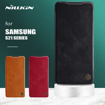 Nillkin pro Samsung Galaxy S21 Ultra Případě Qin Flip Kožené Pouzdro Peněženka Slot pro Kartu Ochranný Kryt pro Samsung S21 S21 Plus 5G