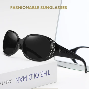 FEISHINI Plast UV400 Polaroid sluneční Brýle, Ženy, Oválné Značky Sexy Krystal Módní Černé Dámské Retro Brýle Polarizované Jízdy