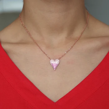 2019 valentýnský dárek milence srdce přívěsek náhrdelník růžová červená bílá cz zpevněné rose gold barva srdce design