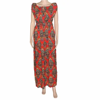 Tilapie nový ročník ankara ženy letní šaty bez rukávů maxi kaftan květinové elastické dlouhé dámské bavlněné volné šaty vestidos