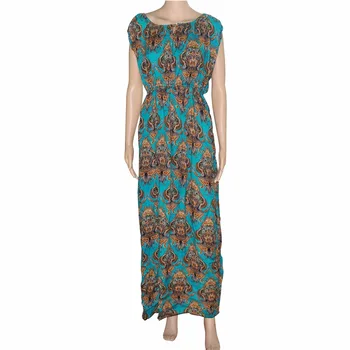Tilapie nový ročník ankara ženy letní šaty bez rukávů maxi kaftan květinové elastické dlouhé dámské bavlněné volné šaty vestidos