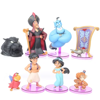 Disney Princezna Hračky 2-10cm 8cps/Set Aladdin A Kouzelná Lampa Jasmine Kolektory Akční Obrázek Panenky, Hračky Pro Děti Dárek