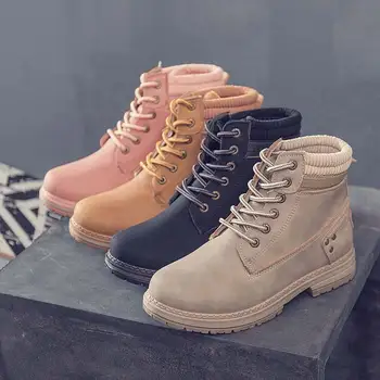 Teplé kožešiny kotníkové boty dámské boty 2021 nová krajka-up platformy zimní boty žena snow boot ženy boty plus velikosti botas de mujer
