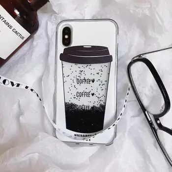 Šálek Kávy Tekutý Sypký Písek Telefon Pouzdro Pro Samsung S8 S9 S10 Plus Měkké Silikonové Krytí Pro Samsung Note 8 9 10 20 Pro