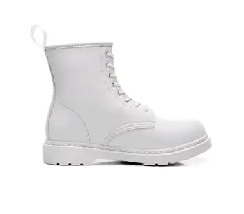 Bílé Dámské Kotníkové Kožené boty High Top Módní Teplé Zimní Snow boty Dr. Motocykl Kotníkové Boty Pár Unisex Doc boty