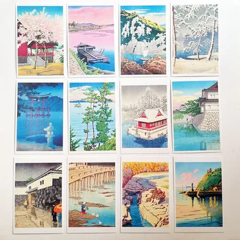 128 Listů/set Japonských Nové Tisky Pohlednice ByHashiguchi Goyo/Kawase Hasui [Ukijoe] Vintage Pohlednice Sada Blahopřání 153 x100mm
