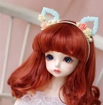 Panenka paruky imitace mohér paruky červená barva kudrnaté vlasy k dispozici pro 1/4 a 1/3 BJD SD DD panenku příslušenství pro panenky
