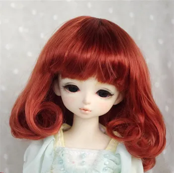 Panenka paruky imitace mohér paruky červená barva kudrnaté vlasy k dispozici pro 1/4 a 1/3 BJD SD DD panenku příslušenství pro panenky