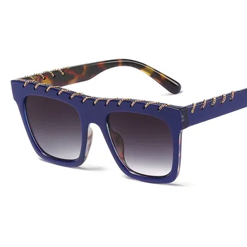 Nové Módní Nadrozměrné Náměstí sluneční Brýle, Ženy, Muži, Luxusní Značky Designový Kovový Řetízek Sluneční Brýle Famale Mužské Retro Brýle UV400