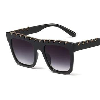 Nové Módní Nadrozměrné Náměstí sluneční Brýle, Ženy, Muži, Luxusní Značky Designový Kovový Řetízek Sluneční Brýle Famale Mužské Retro Brýle UV400