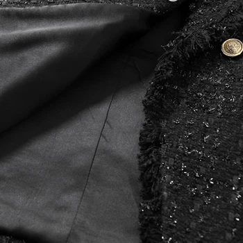 Černý Tweed Bunda dámská jarní / podzimní dámský kabát bunda dámy malé voňavé vítr z jednoho kusu bunda
