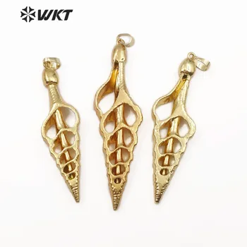 WT-JP110 Módní Design Plátek Trumpet Shell Přívěsek, Přírodní Sea Shell S Plnou Zlata Máčené Přívěsek Pro Ženy Módní Šperky