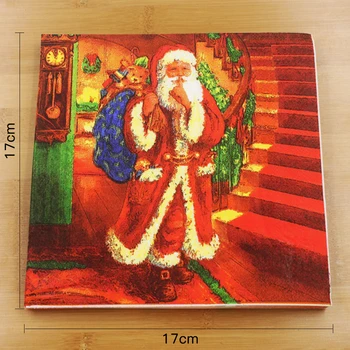 20 Listů Vánoční Papírové Ubrousky Santa Claus Tisku Festival Ubrousek, Kapesník Pro Domácí Vánoční Kuchyně Dekorace Stolu