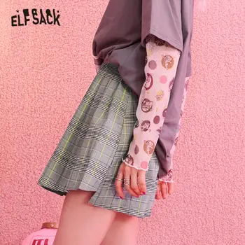 ELFSACK Vícebarevná Kostkované Vysokým Pasem, Vintage Preppy Sukně Ženy 2020 Zimní Nové Nepravidelné Punk Mini Hubená Žena Základy Sukně