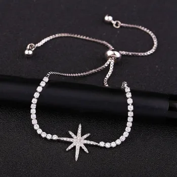 Malý módní Zirkony Crystal Star Tenis Náramek Jednoduchý Elegantní Nastavitelný Náramek pro Ženy Šperky 2020