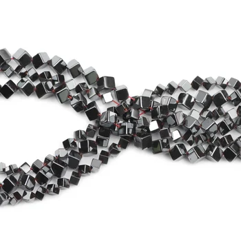 RBFHYER Černá Diagonal Cube Square4/6MM Přírodní Kámen Hematit Volné Korálky Pro Šperky příslušenství na Výrobu Diy náramky Zjištění