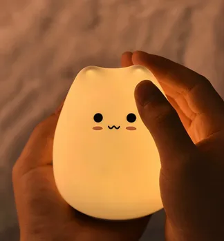 Hot Prodej 7 Barev Luminaria Silikonové Měnící se LED Noční Světlo Sen Roztomilý Kočka Noční Lampy Pro Děti, Vyzdobit Stůl Světla Dárek