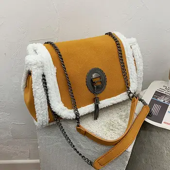 Plyšové Velké Tote bag 2020 Módní Nové Vysoce kvalitní Matné PU Kůže Ženy Značkové Kabelky Řetězce Rameno Messenger Bag