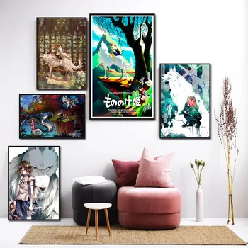 Princezna Mononoke Studio Ghibli Hold Anime Plakát Wall Art Obraz Plakáty a Tisky na Plátno Malování na Pokoj Domácí Dekor