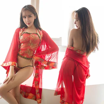 Sexy Kimono Tang Dynastie Nevěsta Princezna Jednotné Atraktivní Obrazovky Župan Jednotný Oblek