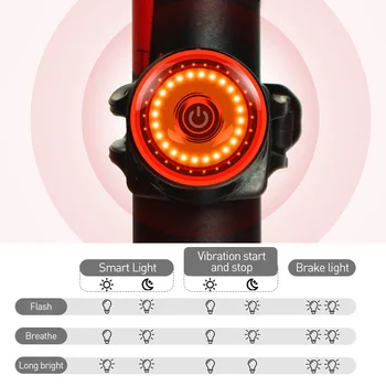 Půjčovna Brzdové Snímání Svítilna Smart Touch Senzor zadní Světlo Auto Start/Stop Stop Vodotěsné LED Zadní Světlo Cyklistika zadní Světlo