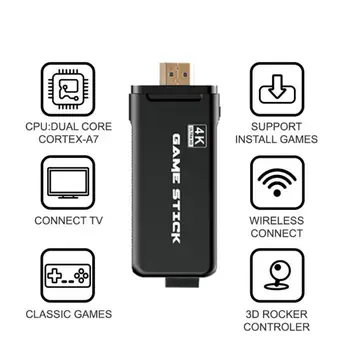 4K Hry USB Wireless Console 10000 Klasické Hry Stick Video Herní Konzole 8 Bit Mini Retro Controller Output Duální Přehrávač