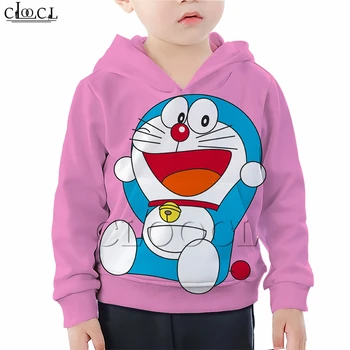 Dítě dítě Dívka Šaty Karikatura Doraemon Mikina s kapucí 3D Tisk Hip Hop Dcera Mikina Tinkerbell Dítě Chlapec Batole Sportovní Topy