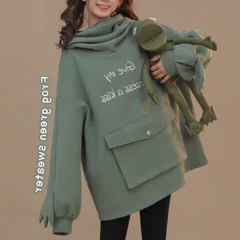 2021 Dámské Mikiny titching tří-dimenzionální roztomilý design svetr svetr ženy vintage толстовка
