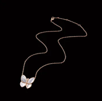 OL Styl Módní White Shell Náhrdelník Motýl, Micro Vydláždit AAA Premium Zirkon Krystaly Gold-C Klíční kostí Náhrdelník pro Ženy