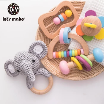 Pojďme Udělat Bezpečné Dřevěné Hračky, Dítě, Batole Montessori Hračky Grip DIY Háčkování Chrastítko, Dudlík Náramek Teether Hračka Set Baby Produktu