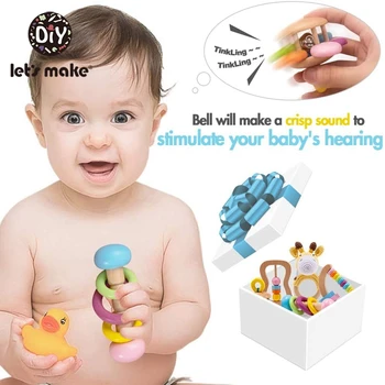 Pojďme Udělat Bezpečné Dřevěné Hračky, Dítě, Batole Montessori Hračky Grip DIY Háčkování Chrastítko, Dudlík Náramek Teether Hračka Set Baby Produktu