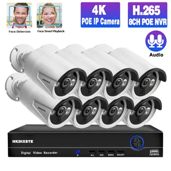 5MP 8ch Nvr CCTV kamerový Systém POE Venkovní Ai Inteligentní Detekce Obličeje Audio Bezpečnostní kamerový Systém Nastavit 4K NVR Kit POE