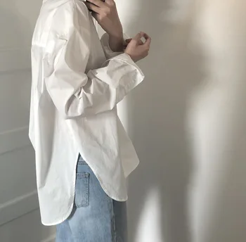 Na začátku Podzimu Nové Bílé Tričko Dlouhý Rukáv Dámské korejský Styl Vintage Harajuku Tričko Značkové Luxusní Žena Oblečení