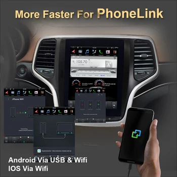 10.4 palcový Android 9.0 4GB Tesla styl Auto GPS Navigace Pro JEEP Grand Cherokee-2021 Auto rádio multimediální přehrávač, head unit