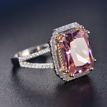 SINZRY Dámské Nové Roztomilé Romantické Růžové CZ Prstýnek V Pozlacené Bílé Zlato s Top Crystal zirkony přehnané prsteny pro ženy