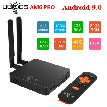 UGOOS AM6 Pro DDR4 Amlogic S922X 4GB RAM, 32GB Android 9.0 Smart TV BOX Podporu 4K 1000M Dual WiFi Set-Top Box AM6 2G 16G TV Box