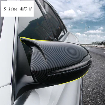 Car styling Uhlíkových vláken pro Mercedes Benz C E class W205 W213 GLC zpětné zrcátko rámu dveří Horn Zahrnuje Samolepky příslušenství