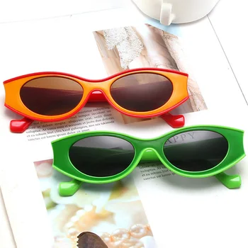 TAK&EI Módní Malé Kočičí Oko Ženy, sluneční Brýle Ins Populární Vintage Oválné Čočky Brýlí Punk Muži Zelená Oranžová Sluneční Brýle UV400