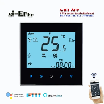 Regulovaný 0-10V wifi 2P fan coil jednotka termostat-chlazení nebo topení pracuje s Alexa Google domov,24VAC,AC95-240V volitelné