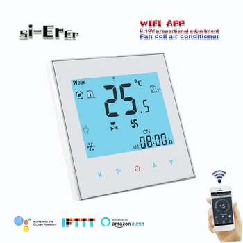 Regulovaný 0-10V wifi 2P fan coil jednotka termostat-chlazení nebo topení pracuje s Alexa Google domov,24VAC,AC95-240V volitelné